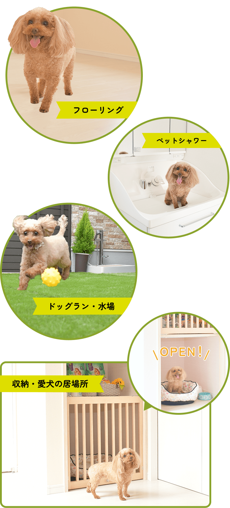 フローリング ペットシャワー ドッグラン・水場 収納・愛犬の居場所